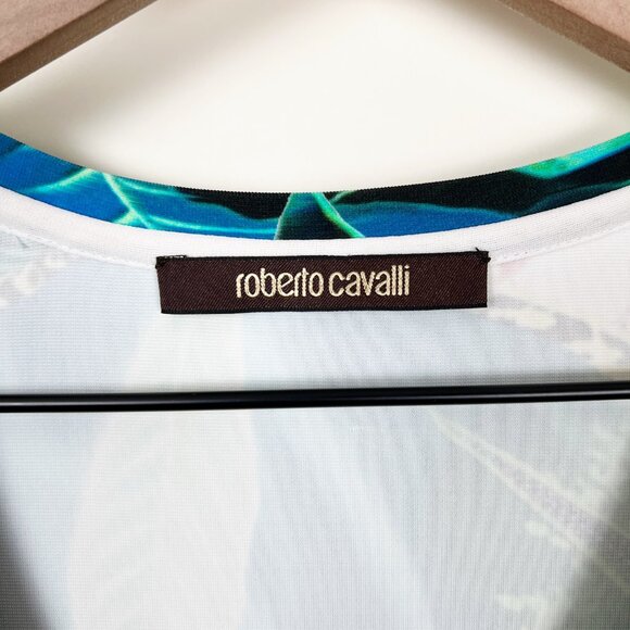 Roberto Cavalli Tropical Floral & Animal Print Midi Dress Cocktail Party Beach - Picture 6 of 13